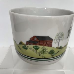 Vintage Estée Lauder 1978 Porcelain Bowl Mug Country Farm Watermill Scene HTF
